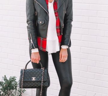 استایل دخترانه با کاپشن چرم